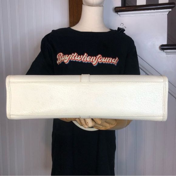 Vintage GUCCI Ivory Leather Satchel Self-Standing Silver Jackie Buckle Hand Bag - Picture 6 of 17